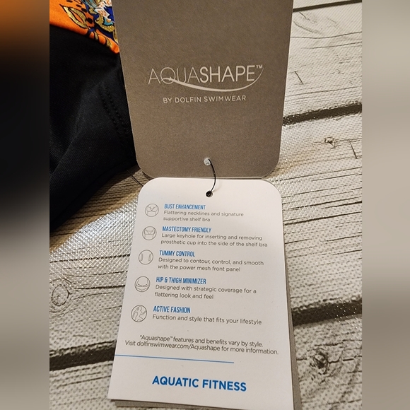 NWT Dolfin Swimwear Aqua Shape Drape Front Sweet Escape Panel and Black Size 18 - Picture 7 of 15